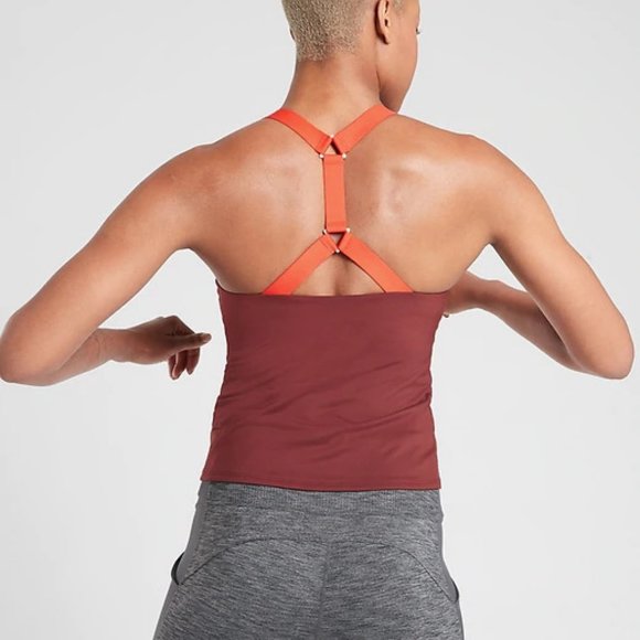 Athleta Ascent Support Top size M Brown/Vermillion - Picture 4 of 6